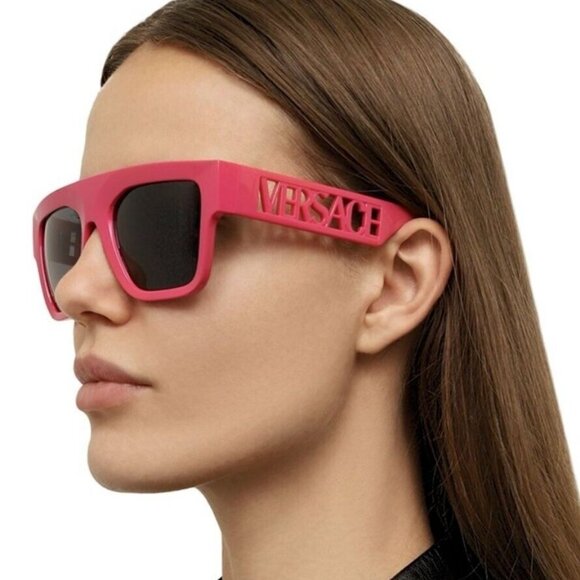 Versace Accessories - VERSACE VE4430 536787 Fuschia Pink Rectangulat Logo Arm